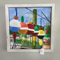 Colorful buoy painting by local artist Jessica Abbott