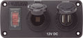 Blue Sea Water-Resistant 12V 15A Circuit Accessory Panel with 12v Socket and Dual USB