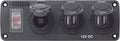Blue Sea Water-Resistant 12V 15A Circuit Accessory Panel 12v Socket and Dual USB x 2